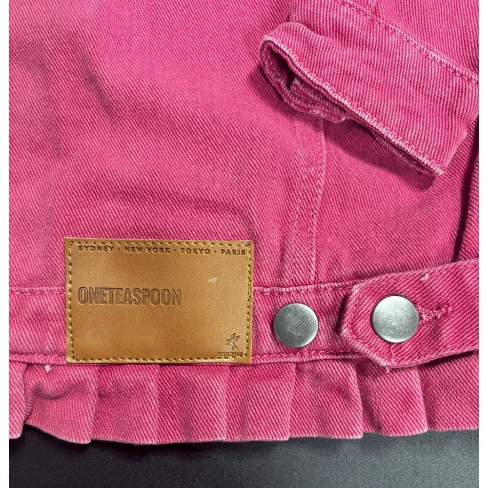 One Teaspoon NWT Girl's‎ All Star Denim Jacket in Ruby Size 9-10 MSRP $159